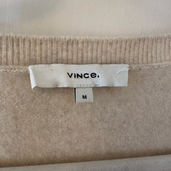 VINCE 100% Cashmere Weekend V-Neck Sweater Heather White M. - Picture 7 of 7